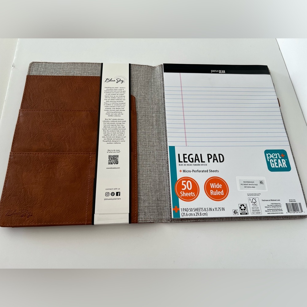 Blue Sky Padfolio Cognac/Tan Unisex Business Portfolio NWT